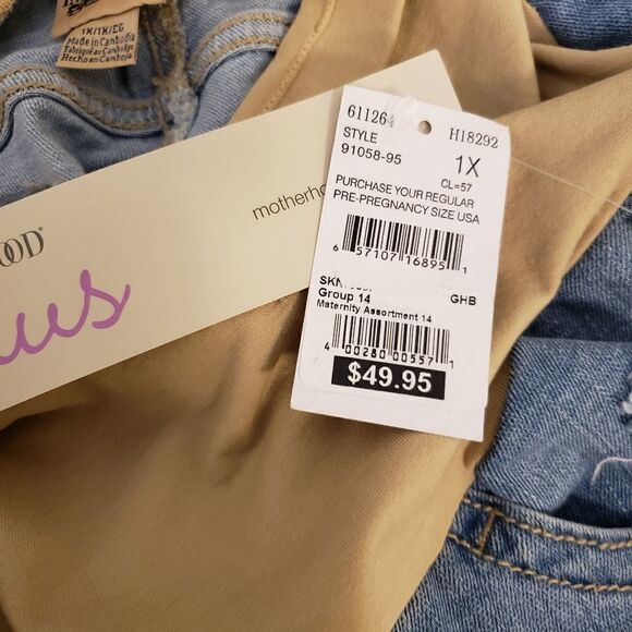 "Indigo blue " Woman's Maternity Distressed Jean Shorts Size: 1X NWT - Picture 4 of 6